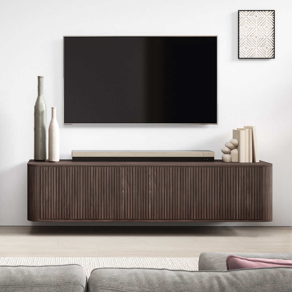 RTV Misterio Premium komoda 180 cm z obłymi bokami lamele Orzech Lincoln