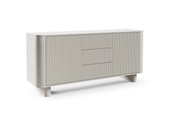 Möbelset Misterio Premium Cashmere TV-Lowboard 200 cm und Kommode 2D3S mit gefrästen Lamellenfronten