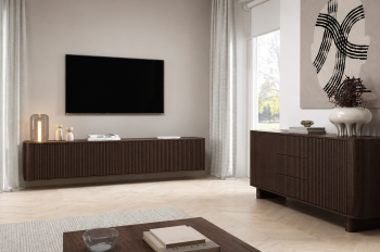 Misterio Premium Möbelset TV-Lowboard 220 cm und Kommode 2D3S mit geriffelten Fronten