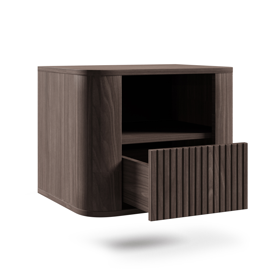 Stolik nocny Misterio Premium 50 cm Orzech Lincoln designerska forma i lamele