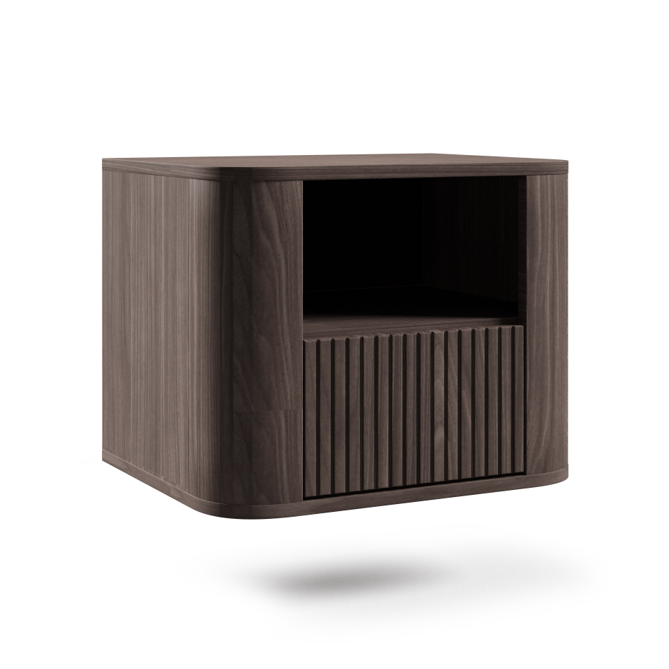 Stolik nocny Misterio Premium 50 cm Orzech Lincoln designerska forma i lamele