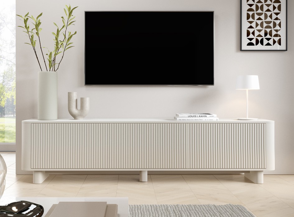Szafka pod telewizor Misterio Premium 220 cm Kaszmir lamele zaokrąglona wisząca