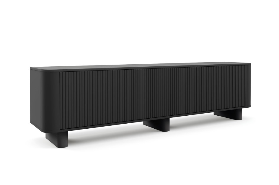 Komoda RTV Misterio 220 cm designerski mebel z obłymi krawędziami Czarna