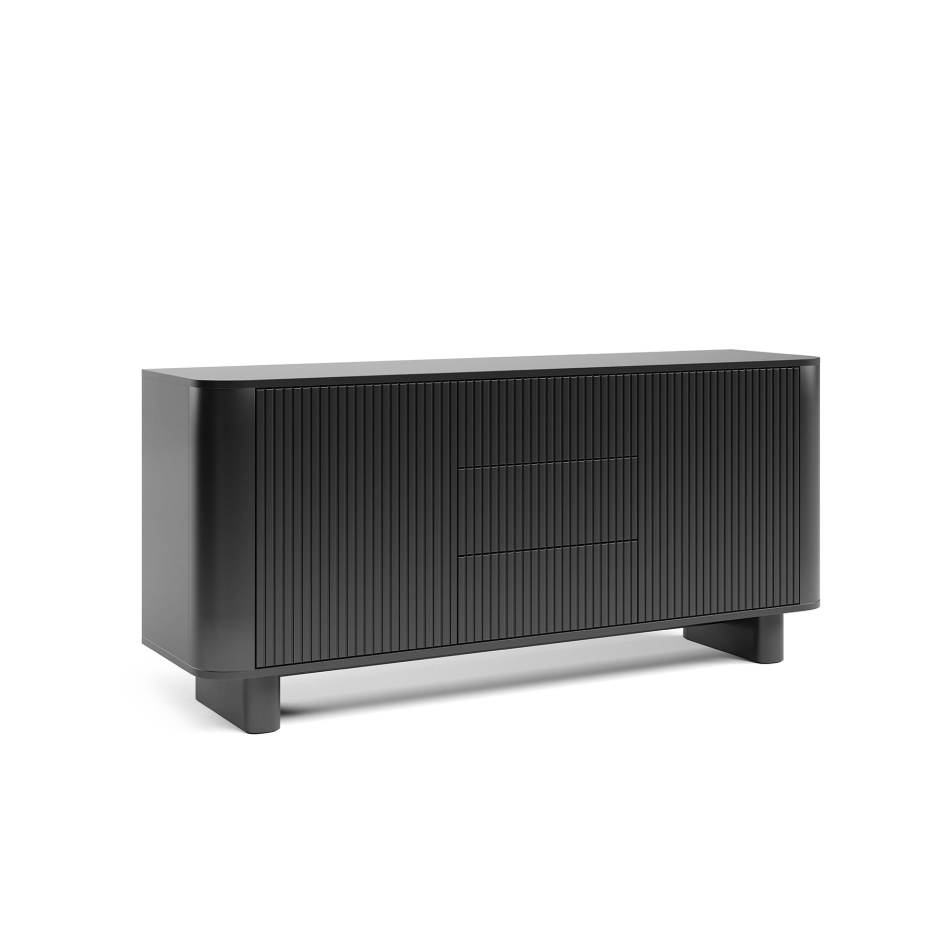 Komoda Misterio Premium 2D3S 150 cm frez zaokrąglone boki Czarna
