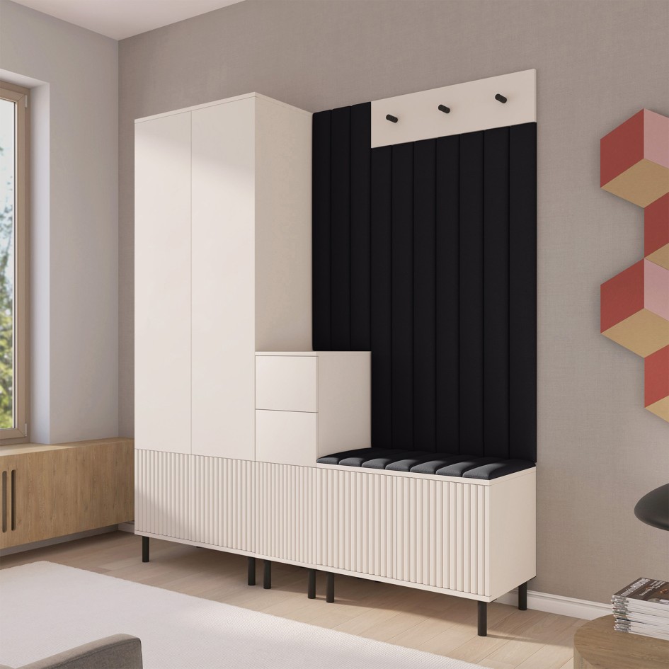 Elegancka garderoba frezowana Ritmo Trinity 16 wersja 7 do przedpokoju