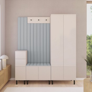 Gefräste Garderobe Ritmo Trinity 14 Version 7 mit Kommode und Schuhschrank