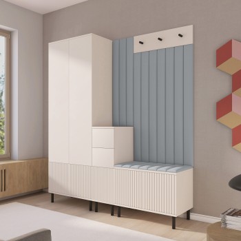 Gefräste Garderobe Ritmo Trinity 14 Version 7 mit Kommode und Schuhschrank