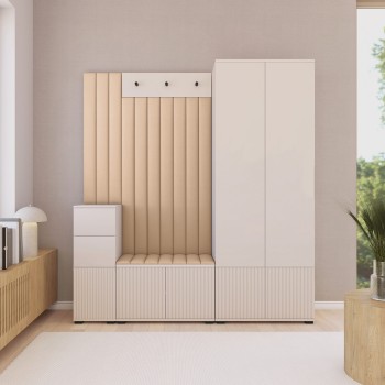 Gefräste Garderobe Ritmo Trinity 04 Version 7 mit Kommode und Schuhschrank
