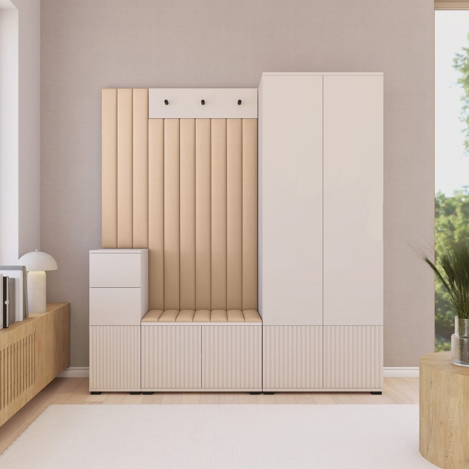 Ritmo frezowana garderoba Trinity 04 wersja 7 z komodą i szafką na buty