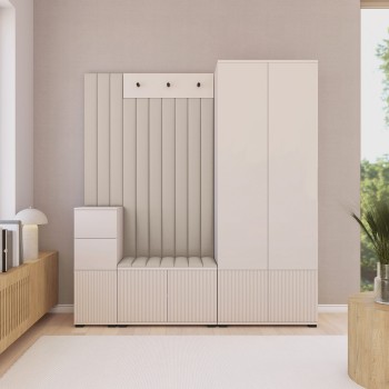 Garderobenset Ritmo Trinity 03 Version 7 mit gefrästen Fronten und gepolsterten Wandpaneelen
