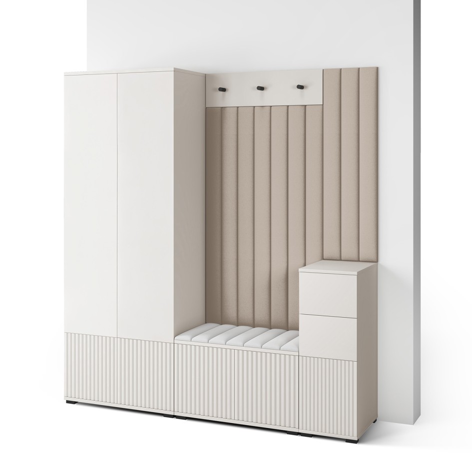 Garderoba frezowana Ritmo Trinity 03 wersja 7 z panelami tapicerowanymi