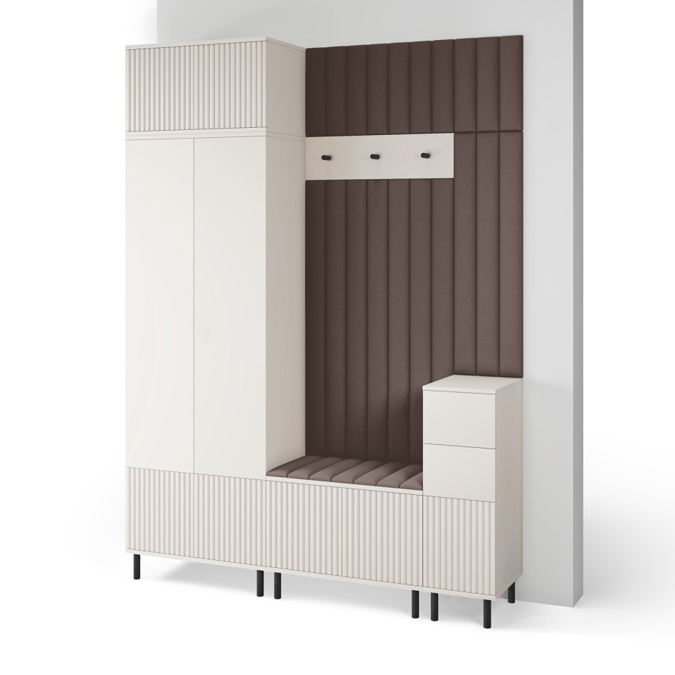 Garderoba Ritmo frezowana Trinity 08 wersja 8 Cashmere z komodą