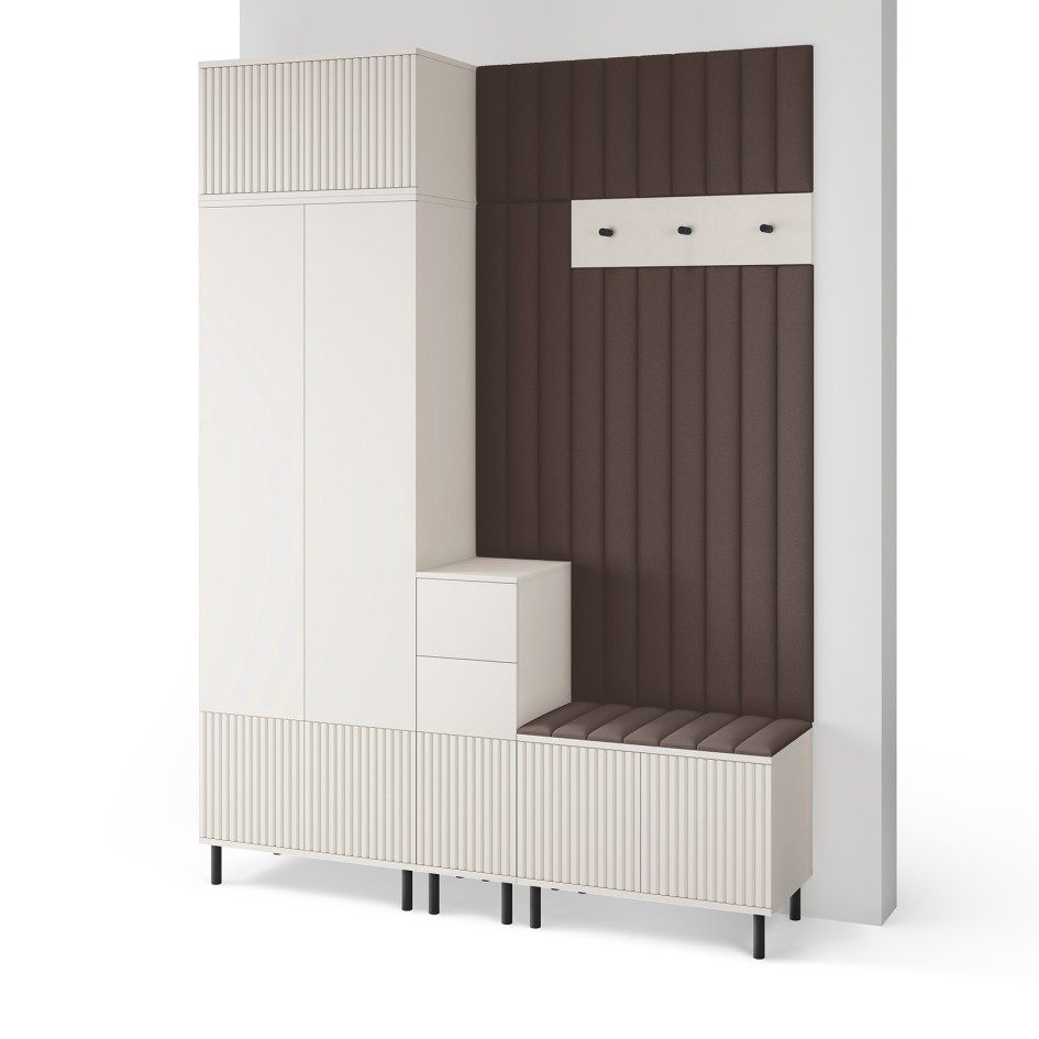 Garderoba Ritmo frezowana Trinity 08 wersja 8 Cashmere z komodą