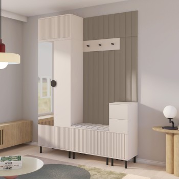 Gefräste Garderobe Ritmo Trinity 03 Version 8 mit gepolsterten Wandpaneelen