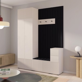 Garderobe Ritmo Version 8 mit gefrästen Fronten und Schuhschrank Trinity 16