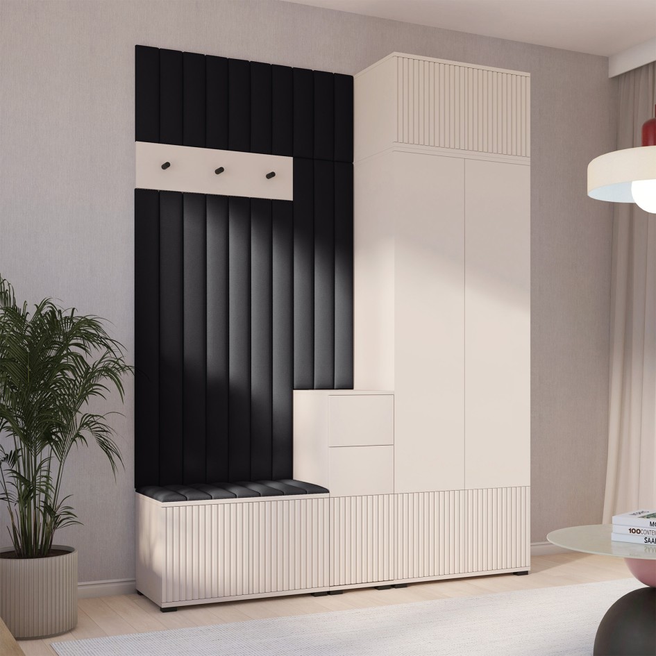 Designerska garderoba frezowana Ritmo 8 Trinity 16 z szafką na buty