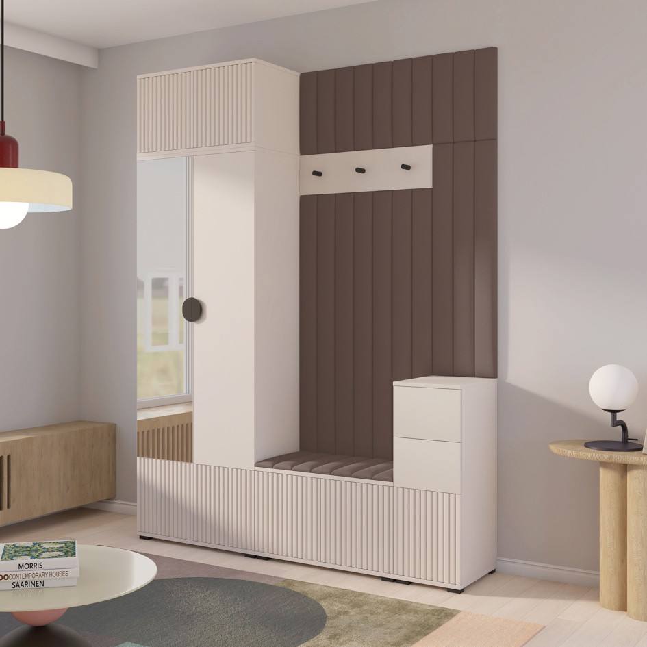 Nowoczesna garderoba Ritmo Trinity 05 wersja 8 frezowana z panelami