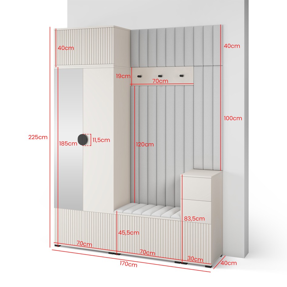 Nowoczesna garderoba Ritmo Trinity 05 wersja 8 frezowana z panelami
