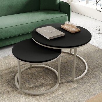 Ovalo Couchtisch-Set rund modern Schwarz/Cashmere