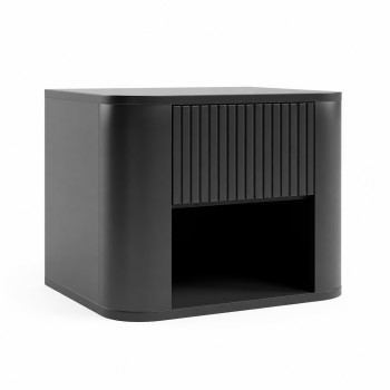 Nachttisch Misterio Premium 50 cm Schwarz mit praktischem offenen Fach und Schublade