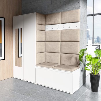 Kleiderschrank CLEO aus Stoff Trinity 02, weiß