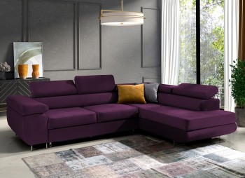 Ecksofa in L-Form ausziehbares Sofa verstellbare Kopfstützen Mediolan Kronos 03