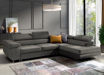 Esksofa Mediolan großes Ecksofa mit Schlaffunktion 1 Bettzeugbehälter Kronos 15