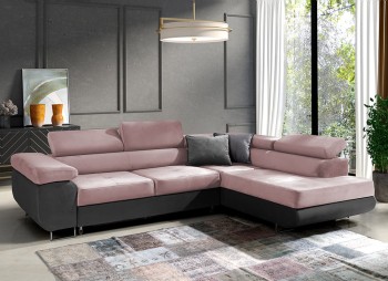 Ecksofa Mediolan L-förmige mit Schlaffunktion verstellbare Kopfstützen Kronos 27/Kronos 22