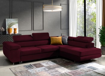 Ecksofa in L-Form Mediolan L-förmige Eckcouch mit Schlaffunktion Monolith 69 bordeaux