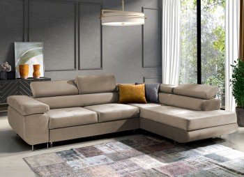 Ecksofa in L-Form Mediolan 1 Bettzeugbehälter Paros 2 beige