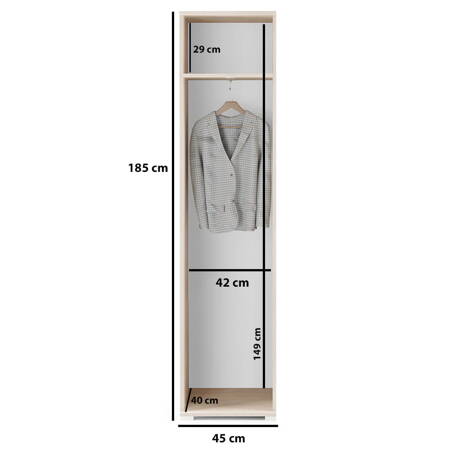 Garderobe 45 cm mit Spiegel, graphit