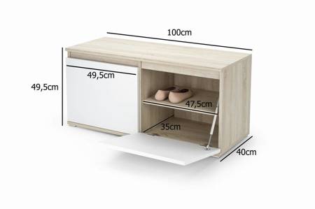 Garderoben-Set Florenz Kleiderschrank Polsterplatten Schuhschrank Trinity 02 Sonoma eiche