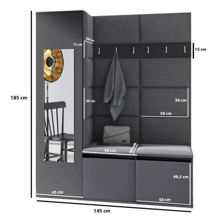 Kleiderschrank Luxore, Stoff Trinity 02, Graphit