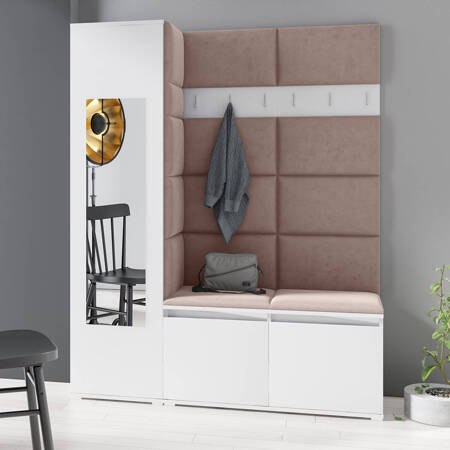 Kleiderschrank Luxore, Stoff Trinity 05, weiß