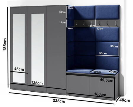 Kleiderschrank MORGAN, Stoff trinity 01,weiß