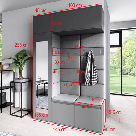 artisan/schwarz ARNO-Kleiderschrank aus Trinity 02-Stoff