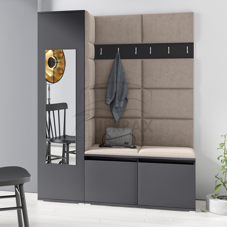 Kleiderschrank Luxore, Stoff Trinity 03, Graphit