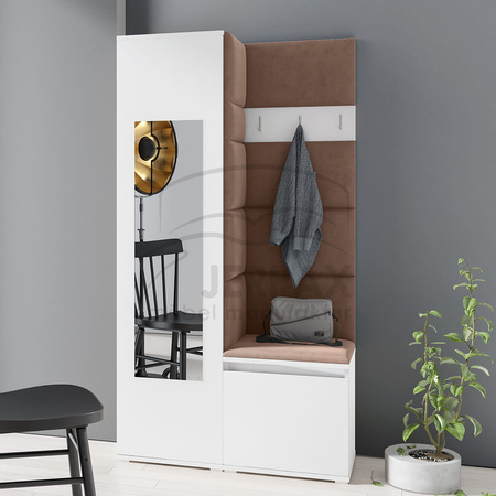 Moderner Kleiderschrank Rio Weiß mit Spiegel Schuhschrank Trinity  07