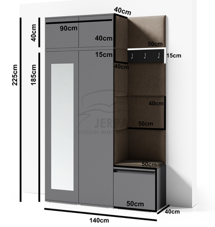 Garderobe ZARA  aus Trinity 11, Stoff, graphit