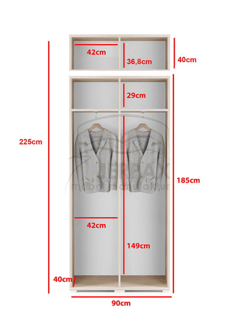 Kleiderschrank KENT, Stoff Trinity 16, graphit