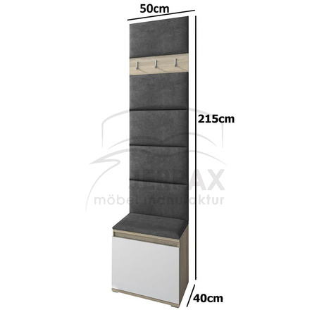 Garderoben-Set BONNY mit gepolsterten Paneelen Trinity 18  Graphit