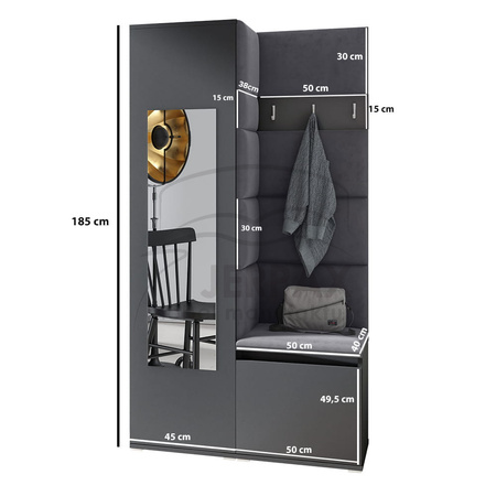 Moderner Kleiderschrank Rio Weiß mit Spiegel Schuhschrank Trinity  09