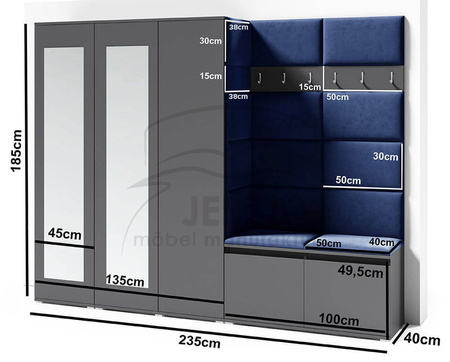 Kleiderschrank MORGAN, Stoff trinity 02,graphit