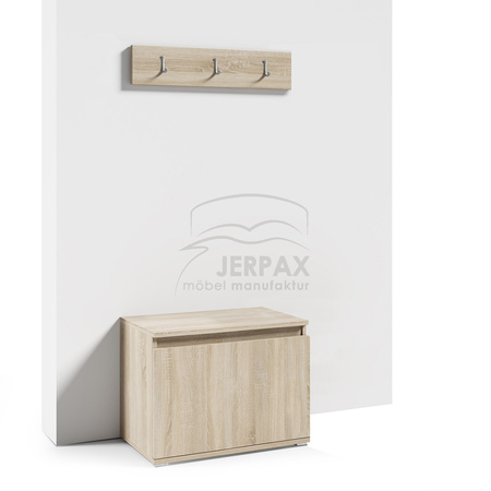 Kleiderschrank Minosa Sonoma eiche mit Spiegel Polsterplatten Schuhschrank Trinity 16