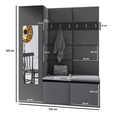 Kleiderschrank Luxore, Stoff Trinity 07, Graphit