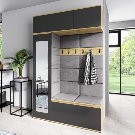 artisan/schwarz ARNO-Kleiderschrank aus Trinity 33-Stoff