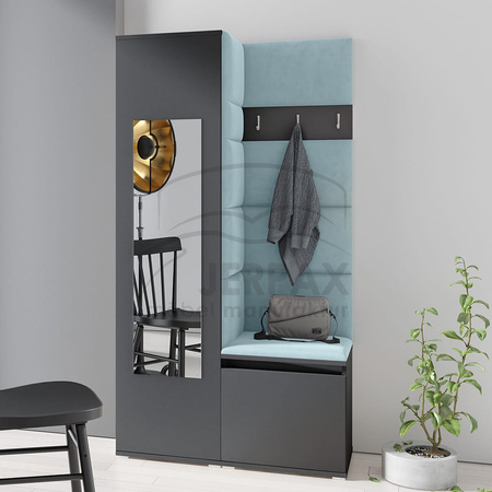 Moderner Kleiderschrank Rio Graphit mit Spiegel Schuhschrank Trinity  22