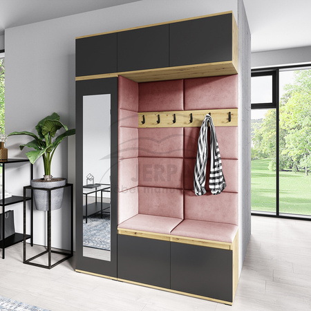 artisan/schwarz ARNO-Kleiderschrank aus Trinity 23-Stoff