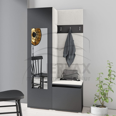 Moderner Kleiderschrank Rio Graphit mit Spiegel Schuhschrank Trinity  01