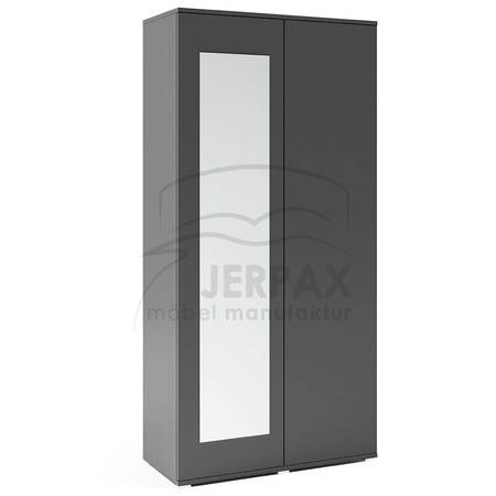 Kleiderschrank Graphit Jakob mit Spiegel Polsterplatten Schuhschrank Trinity 10
